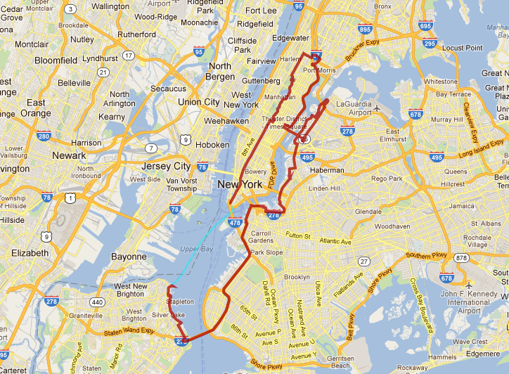 Five Boro Bike Tour Map NYC Bike Maps